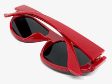 Contemporary Modern Retro Shield Style SUNGLASSES Red Frame 2129