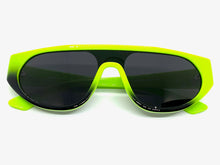 Contemporary Modern Retro Shield Style SUNGLASSES Neon Green Frame 2129