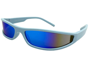 Space Futuristic Robotic Biker Hardcore Party SUNGLASSES Thin Blue Frame 80733