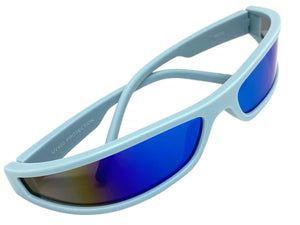 Space Futuristic Robotic Biker Hardcore Party SUNGLASSES Thin Blue Frame 80733
