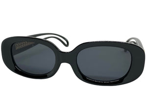 Classy Elegant Modern Retro Style SUNGLASSES Oval Black Frame 80762