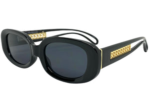 Classy Elegant Modern Retro Style SUNGLASSES Oval Black Frame 80762