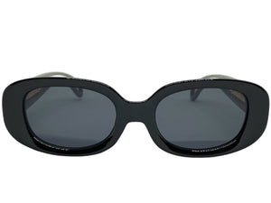 Classy Elegant Modern Retro Style SUNGLASSES Oval Black & Gray Frame 80762