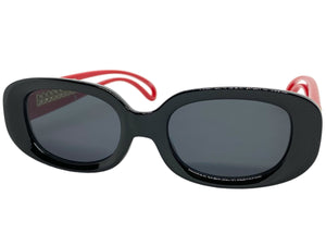 Classy Elegant Modern Retro Style SUNGLASSES Oval Black & Red Frame 80762