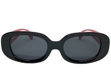 Classy Elegant Modern Retro Style SUNGLASSES Oval Black & Red Frame 80762