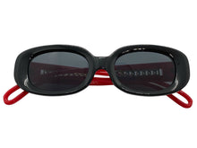 Classy Elegant Modern Retro Style SUNGLASSES Oval Black & Red Frame 80762