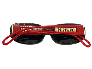 Classy Elegant Modern Retro Style SUNGLASSES Oval Black & Red Frame 80762