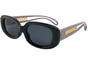 Classy Elegant Modern Retro Style SUNGLASSES Oval Black & Purple Frame 80762