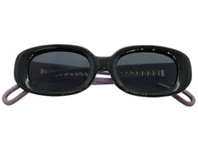 Classy Elegant Modern Retro Style SUNGLASSES Oval Black & Purple Frame 80762