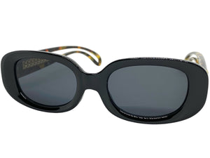 Classy Elegant Modern Retro Style SUNGLASSES Oval Black & Tortoise Frame 80762