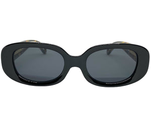 Classy Elegant Modern Retro Style SUNGLASSES Oval Black & Tortoise Frame 80762