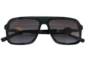 Classy Elegant Luxury Designer Style SUNGLASSES Black Frame with Gold Medallion 4065