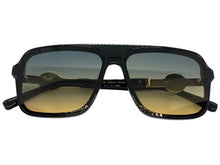 Classy Elegant Luxury Designer Style SUNGLASSES Black Frame with Gold Medallion 4065