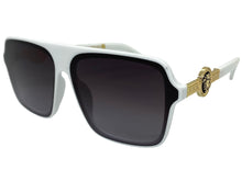 Classy Elegant Luxury Designer Style SUNGLASSES White Frame with Gold Medallion 4065