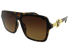 Classy Elegant Luxury Designer Style SUNGLASSES Tortoise Frame with Gold Medallion 4065