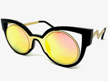 Classic Vintage Retro Cat Eye Style SUNGLASSES Funky Black Frame - Pink Lens 1737