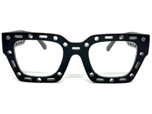 Classic Modern Retro Style Clear Lens EYEGLASSES Large Thick Black Frame 81122