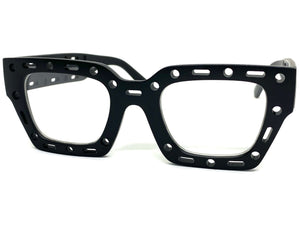 Classic Modern Retro Style Clear Lens EYEGLASSES Large Thick Black Frame 81122