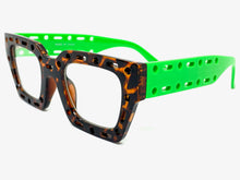 Classic Modern Retro Style Clear Lens EYEGLASSES Large Thick Tortoise & Green Frame 81122