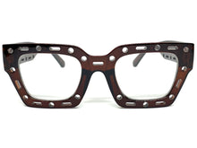 Classic Modern Retro Style Clear Lens EYEGLASSES Large Thick Brown Frame 81122