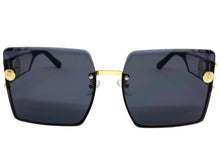 Oversized Luxury Vintage Retro Style SUNGLASSES Large Gold Frame Dark Lens 7738