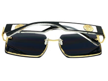 Oversized Luxury Vintage Retro Style SUNGLASSES Large Gold Frame Dark Lens 7738