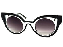 Classic Vintage Retro Cat Eye Style SUNGLASSES Funky Black & White Frame 1737