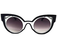 Classic Vintage Retro Cat Eye Style SUNGLASSES Funky Black & White Frame 1737