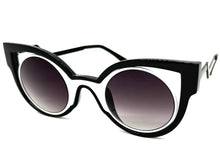 Classic Vintage Retro Cat Eye Style SUNGLASSES Funky Black & White Frame 1737
