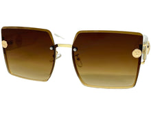 Oversized Luxury Vintage Retro Style SUNGLASSES Large Square Gold Frame 7738