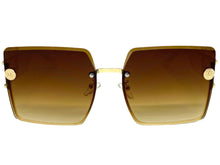 Oversized Luxury Vintage Retro Style SUNGLASSES Large Square Gold Frame 7738