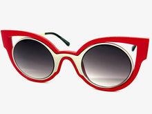 Classic Vintage Retro Cat Eye Style SUNGLASSES Funky & Unique Red Frame 1737