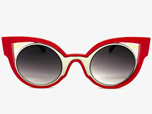 Classic Vintage Retro Cat Eye Style SUNGLASSES Funky & Unique Red Frame 1737