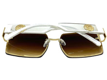 Oversized Luxury Vintage Retro Style SUNGLASSES Large Square Gold Frame 7738