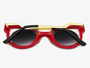 Classic Vintage Retro Cat Eye Style SUNGLASSES Funky & Unique Red Frame 1737