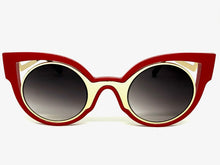 Classic Vintage Retro Cat Eye Style SUNGLASSES Funky Red & Gold Frame 1737