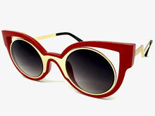 Classic Vintage Retro Cat Eye Style SUNGLASSES Funky Red & Gold Frame 1737