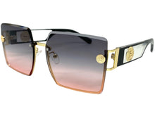 Oversized Luxury Vintage Retro Style SUNGLASSES Large Square Gold Frame 7738