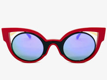 Classic Vintage Retro Cat Eye Style SUNGLASSES Funky Red Frame - Purple Lens 1737