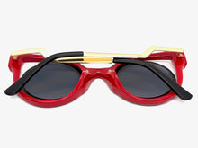 Classic Vintage Retro Cat Eye Style SUNGLASSES Funky Red Frame - Purple Lens 1737