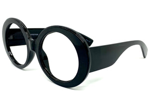 Oversized Classic Vintage Retro Style Large Round Black Lensless Eye Glasses- Frame Only NO Lens 6753
