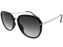 Classic Vintage Retro Style SUNGLASSES Round Black & Silver Frame 6025