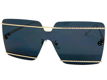 Oversized Modern Contemporary Shield Style SUNGLASSES Large Gold Frame 5293