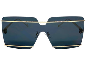 Oversized Modern Contemporary Shield Style SUNGLASSES Large Gold Frame 5293