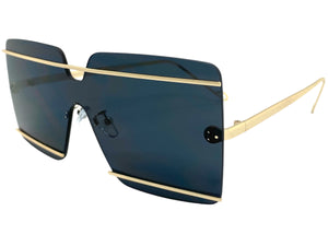 Oversized Modern Contemporary Shield Style SUNGLASSES Large Gold Frame 5293