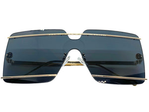 Oversized Modern Contemporary Shield Style SUNGLASSES Large Gold Frame 5293