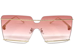 Oversized Modern Contemporary Shield Style SUNGLASSES Large Gold Frame 5293