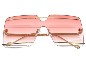 Oversized Modern Contemporary Shield Style SUNGLASSES Large Gold Frame 5293