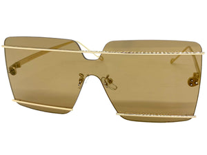 Oversized Modern Contemporary Shield Style SUNGLASSES Large Gold Frame 5293