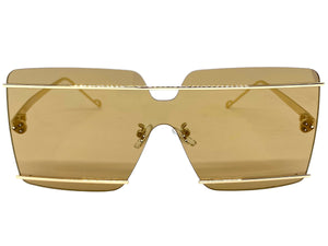 Oversized Modern Contemporary Shield Style SUNGLASSES Large Gold Frame 5293